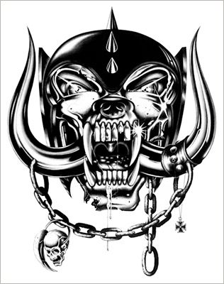 Motorhead's 'Snaggletooth' logo, a gorilla-wolf-dog combination with boar tusks, according to the designer, Joe Patangno.