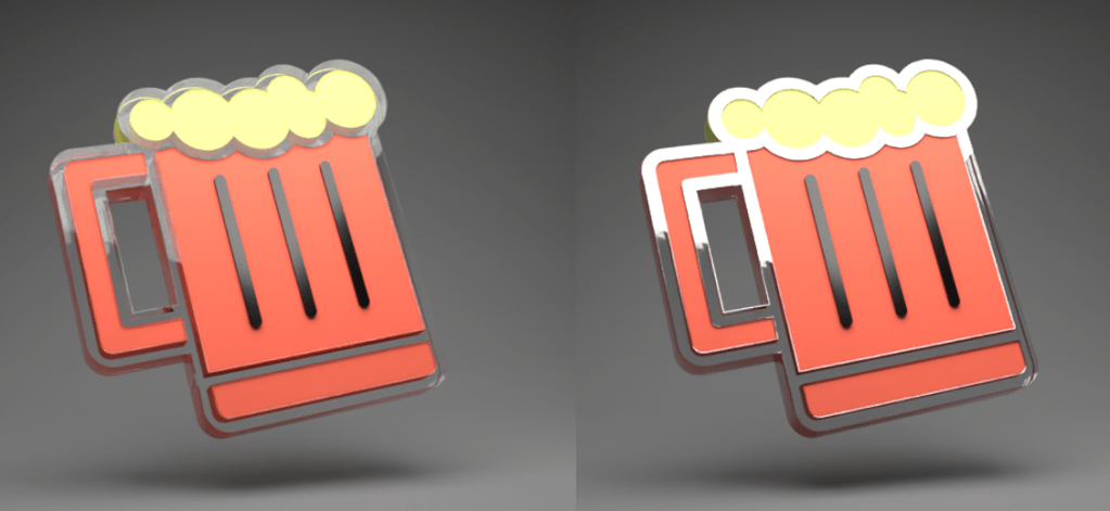 Beer mug logos rendered with different materials as the surround.