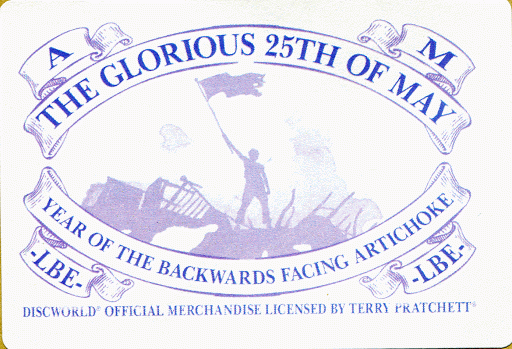 Stamp or tile to commemorate the glorious 25th May, the main event in Terry Pratchett's Night Watch.