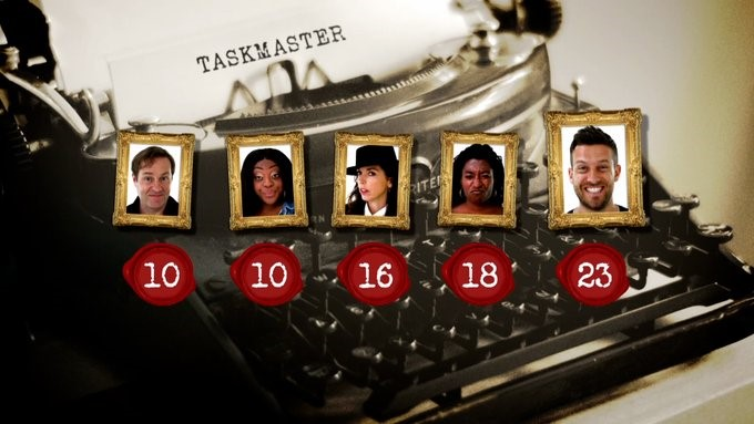 Taskmaster scoreboard from Season 13, Episode 1. 