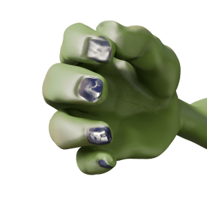 Orc's hand, gripping with straight fingers. 