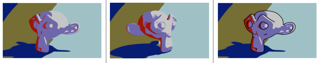 Three cartoonised images of a monkey head.