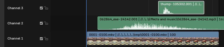 Screenshot of a video and audio editing screen. 