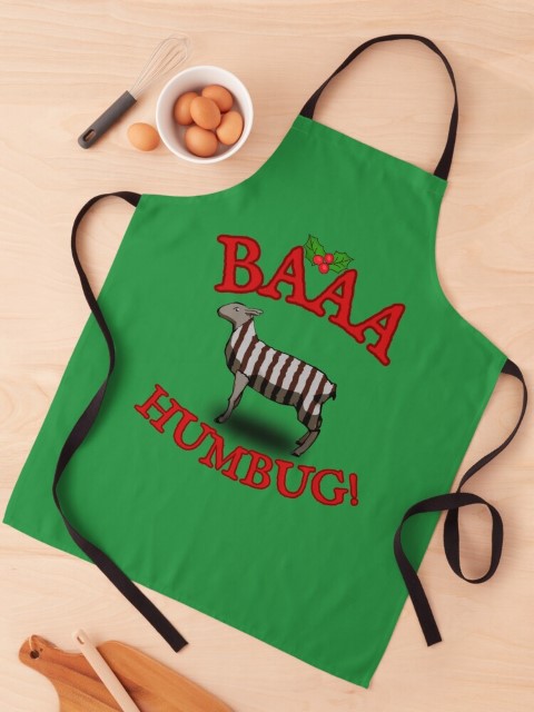 Baaa humbug design on an apron.